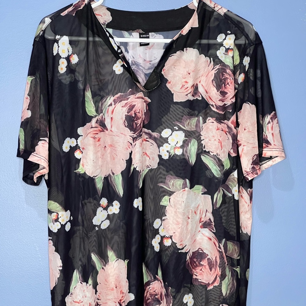SHEIN Black Floral Shirt